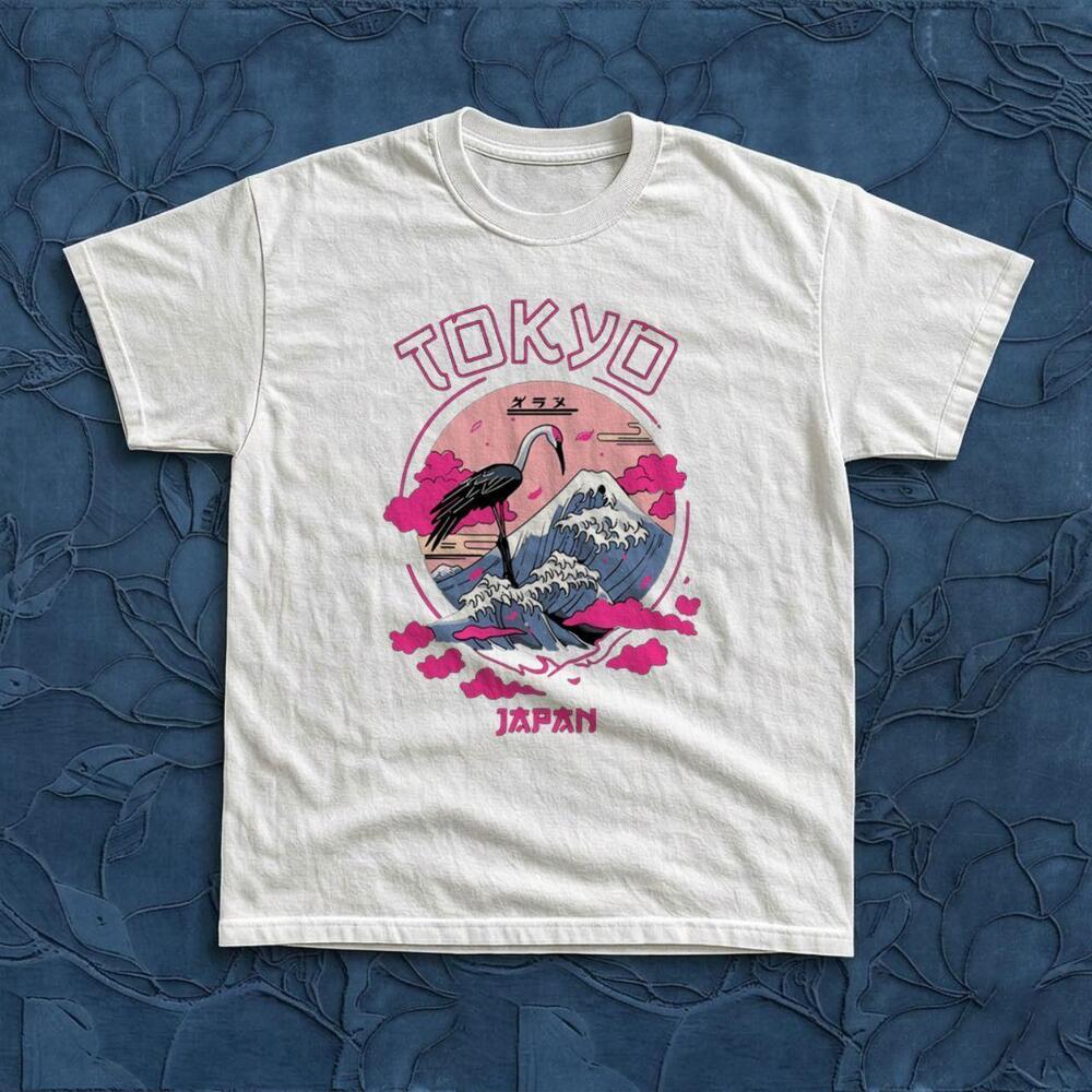Tokyo Crane White Graphic Tee